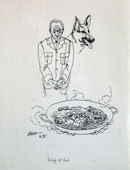 Nguyễn Đình Đăng Minh họa cho truyện ngắn Tướng về hưu của Nguyễn Huy Thiệp (1990) bút sắt